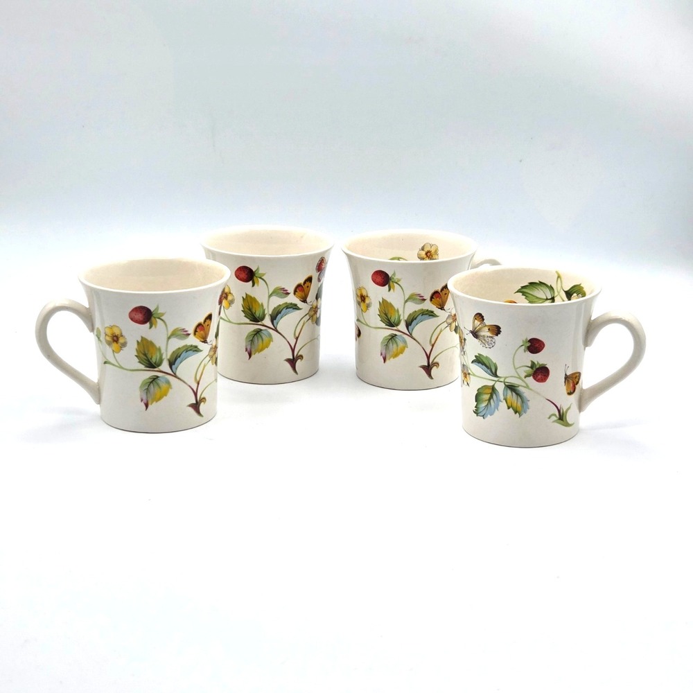 James Kent OLD FOLEY  Strawberry Coffee Cup Mug ENGLAND Staffordshire  Set Of 4